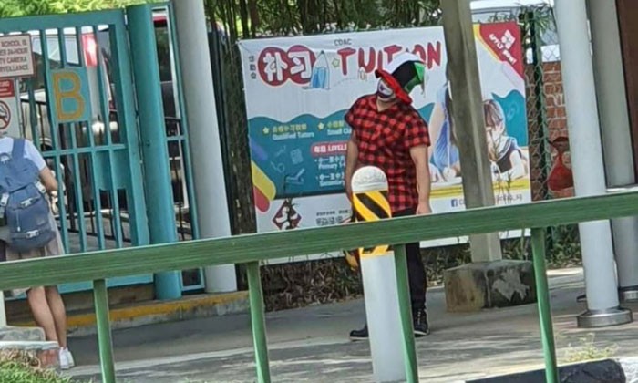 Clowns loithered outside some schools in Singapore as part of a publicity stunt by an enrichment centre.