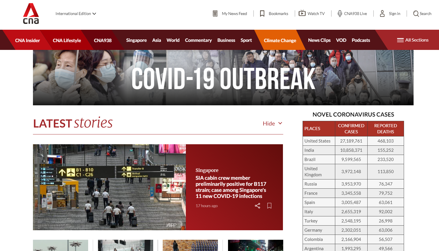 CNA set up a site dedicated to COVID-19-related news on its portal. 